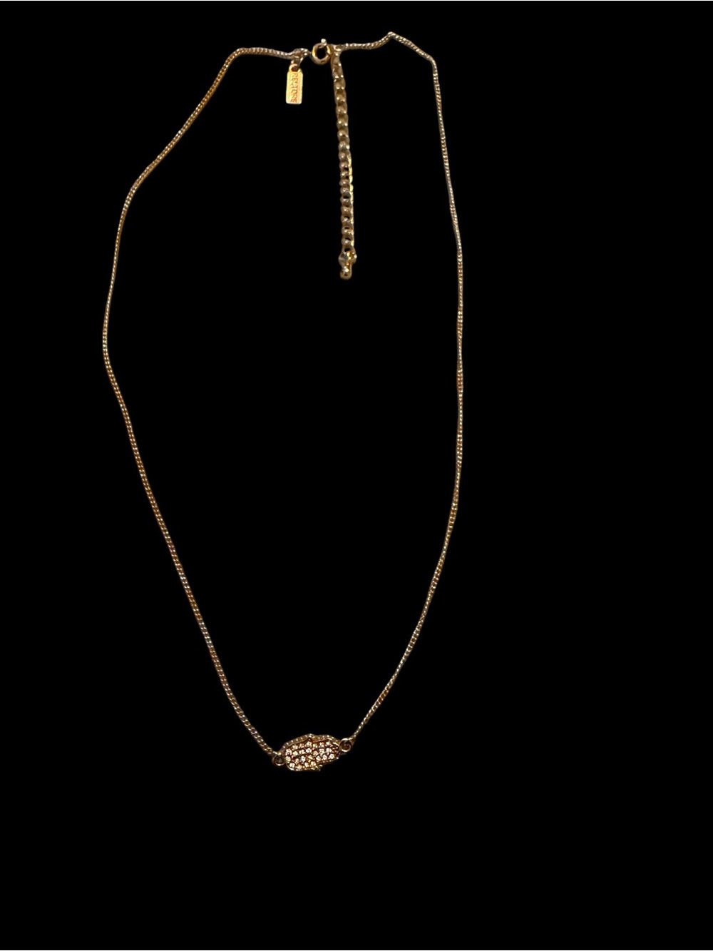 Restore Gold Tone Crystal Pave Hamsa Hand Necklace Adjustable Chain